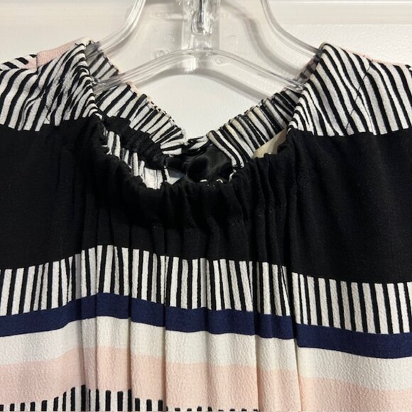 Kate Spade Black & White Striped Sleeveless Midi Dress with Satin Bow – Size 4 - Picture 5 of 8